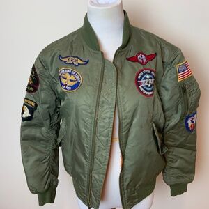 Boys Air Force Top Gun military bomber jacket vintage size L/XL